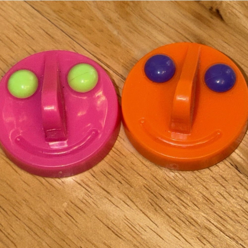 Vintage 90s Adams Super Friends Noseman Face Magnets Set Colorful Retro Kitsch
